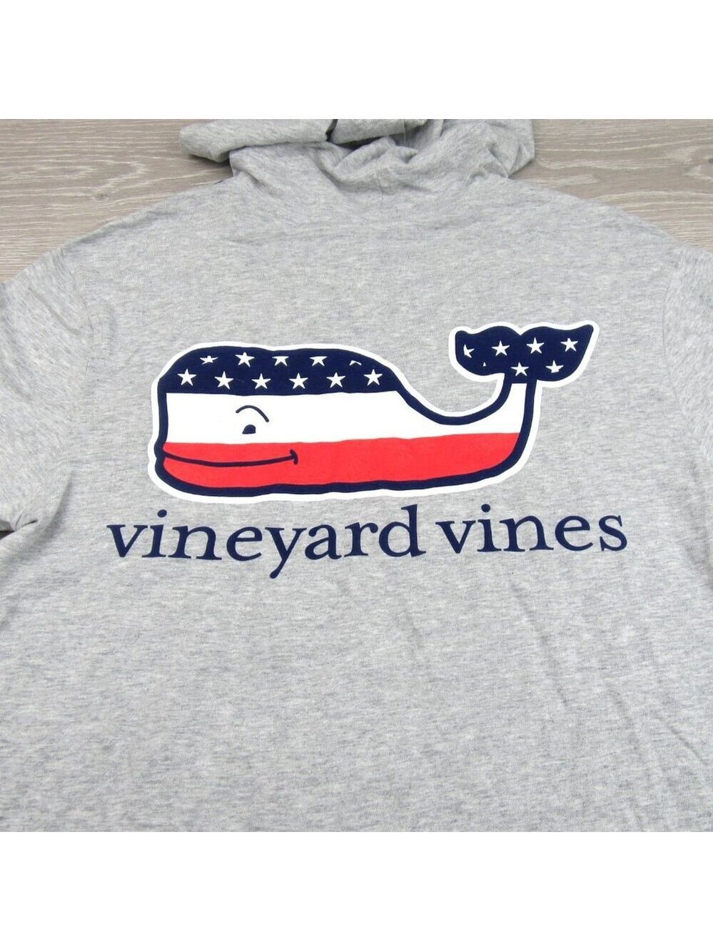 Vineyard Vines Graphic USA Hoodie Mens Size Small Grey Heather Long Sleeve NEW - Picture 8 of 13